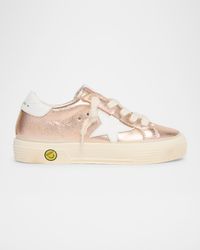Girl's May Laminated Leather Low-Top Sneakers, Kids