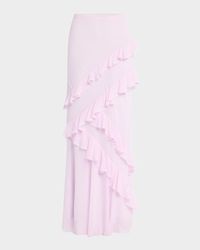 Mitnessa Asymmetric Ruffle Maxi Skirt