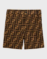 Boy's Monogram-Print Shorts, Size 12M-24M