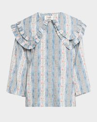 Lois Long-Sleeve Wallpaper Floral Blouse