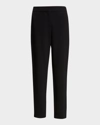 Ponte Cropped Pull-On Pants, Black