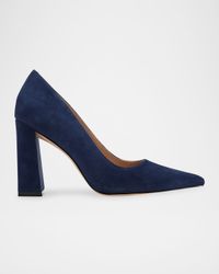 Minny Suede Snip Toe Block-Heel Pumps