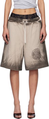 MISBHV Short surdimensionné beige à effet délavé à la boue
