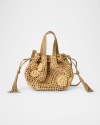 Orion Small Floral Applique Woven Raffia Hobo Bag