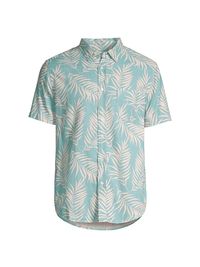 Men's Fairfax Cotton Button-Up Shirt - Palm Shadow Aqua - Size XL