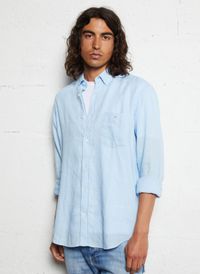 Eden Park - Chemise col classique en lin - Taille 2XL - Bleu