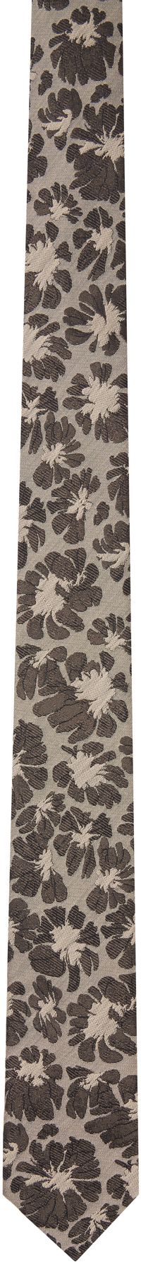 Dries Van Noten Brown Jacquard Silk Tie