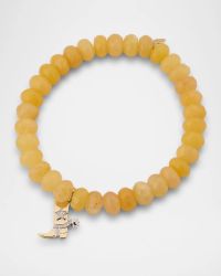 14K Cowboy Boot Charm on Beaded Orange Quartz Bracelet