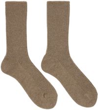 Tekla SSENSE Exclusive Brown AURALEE Edition Baby Cashmere Night Socks