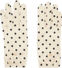 Valentino Garavani Beige VLogo Signature Polka Print Silk Gloves