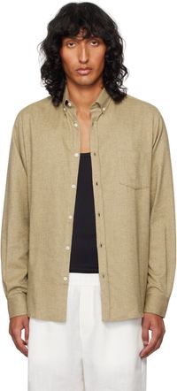 Sunspel Beige Button Down Flannel Shirt