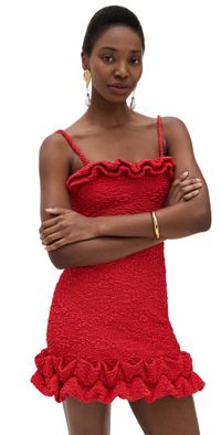 PatBO Papillon Jacquard Flutter Mini Dress Red M