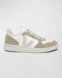 V-10 Mixed Leather Low-Top Sneakers