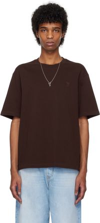 AMI Paris T-shirt bourgogne en coton à logo Ami de cœur