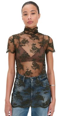 Marques'Almeida Lace Tee Dark Green 10