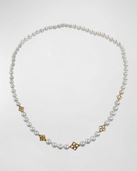 White Diamond and White Pearl Adjustable Necklace in 18K Gold