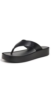 Tory Burch Leather Platform Flip Flops Black / Black 6