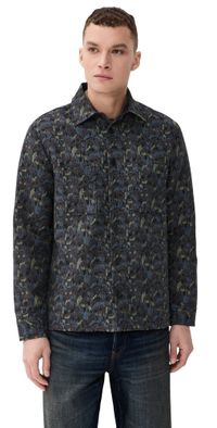 Wax London Whiting Camo Jacquard Overshirt Navy XXL