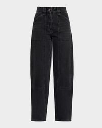 High-Rise Denim Crop Balloon Pants