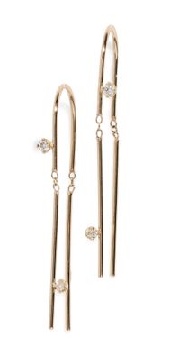 Zoe Chicco 14k Gold Wire Thread Thru Diamond Earrings 14k Yellow Gold One Size