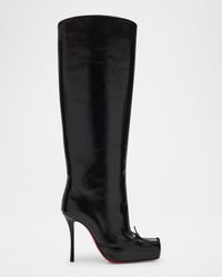 100mm Cassia Nodo Leather Knee Boots
