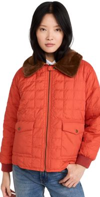 THE GREAT. Outdoors The Reversible Down Logger Puffer Poppy & Amber XS