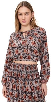 Natalie Martin Collection Amelia Top Vintage Flowers Slate XS