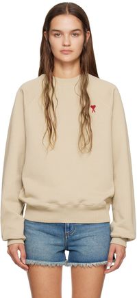 AMI Paris Pull molletonné taupe à logo Ami de cœur