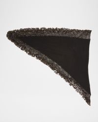 Ezane Bead-Embroidered Crochet Triangular Silk Scarf