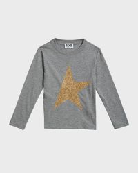 Girl's Long-Sleeve Star T-Shirt, Size 4-10