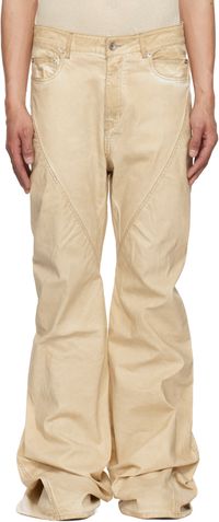 Rick Owens DRKSHDW Beige Hollywood Bias Bootcut Jeans