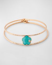 Ton Joli 18K Rose Gold Diamond and Turquoise Flower Necklace