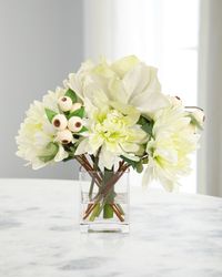 Meadow Garden 14" Faux Floral Arrangement in Glass Vase