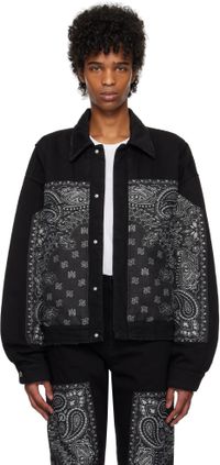 AMIRI Black & Gray Bandana Jacquard Denim Jacket
