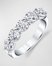 Platinum 5 Stone Band with Round Cut Diamonds, 1.65ct