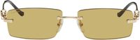 Cartier Gold Panthère Rectangular Metal Sunglasses