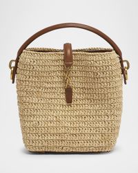 Le 37 Mini YSL Bucket Bag in Raffia and Leather