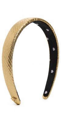 Lele Sadoughi Charlotte Crinkled Silk Headband Gold One Size