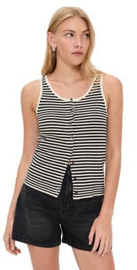 Alex Mill Louisa Vest In Striped Cotton Cashmere Cream/Black XS