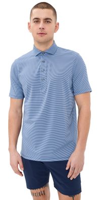 Greyson Saranac Striped Polo Falcon/Wolf Blue L