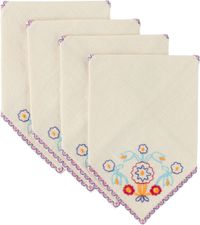 Bode Four-Pack Off-White Garden Party Cocktail Napkins