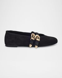 Maven Suede Buckle Mary Jane Ballerina Flats