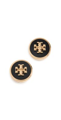 Tory Burch Kira Enamel Circle Stud Earrings Tory Gold/New Ivory One Size
