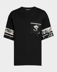 Men's Cotton and Silk Digital-Print Pocket T-Shirt