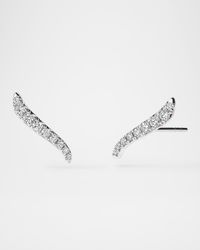 18K White Gold Vela French-Cut Pave Diamond Climber Earrings