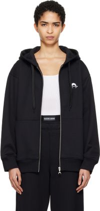 Marine Serre Black Moon Logo Fleece Zipped Hoodie