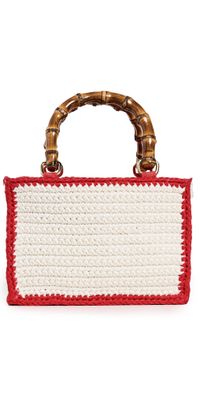 Caterina Bertini Knit Pouchette Bag White/Red One Size