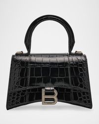 Hourglass XS Croc-Embossed Bag