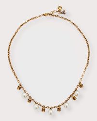 Short Skull and Pearly Charm Necklace