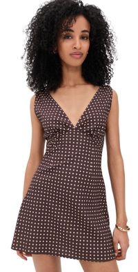 FAITHFULL Graciela Mini Dress Polkadot/Chocolate Plum 8